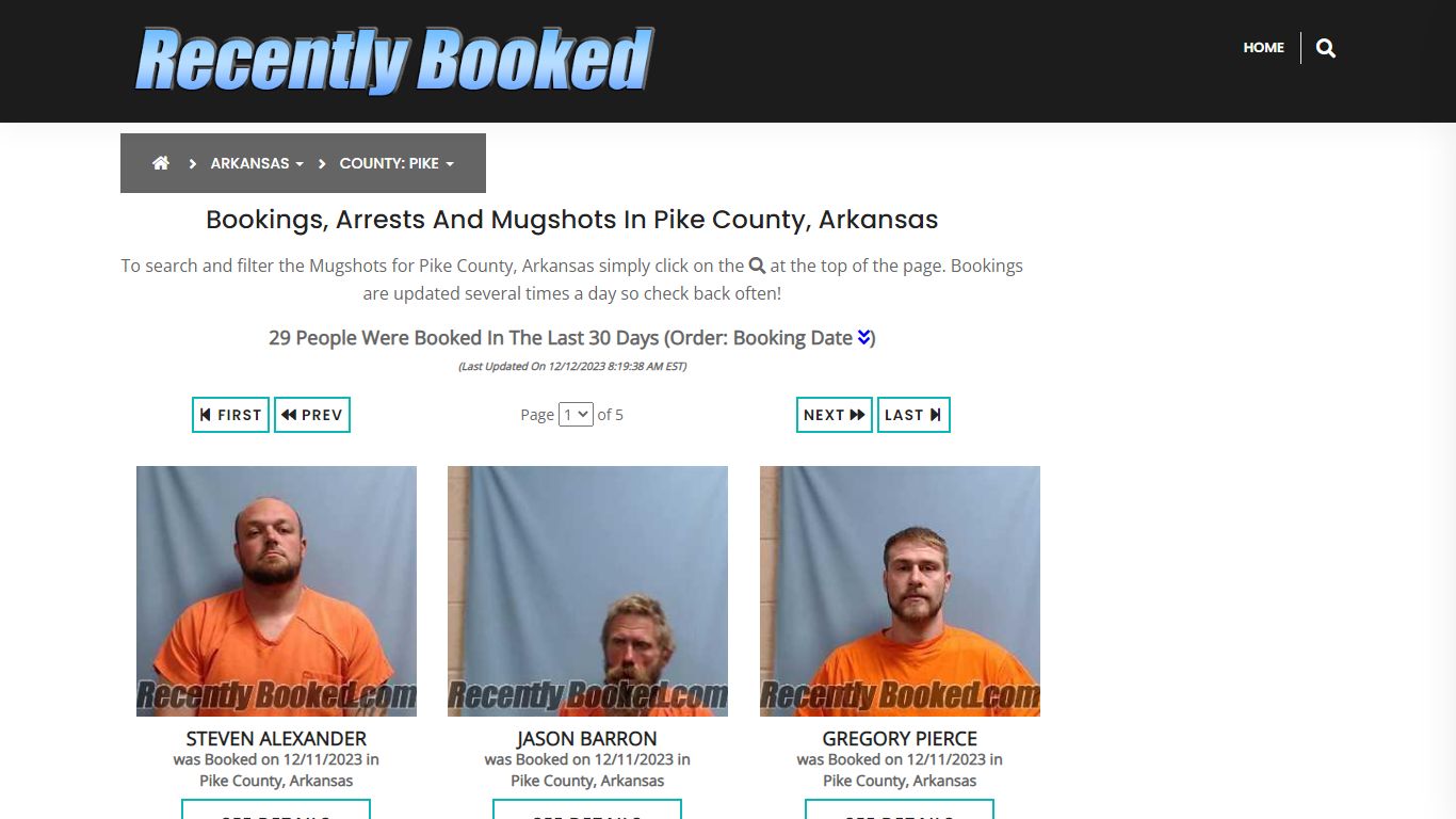 Recent bookings, Arrests, Mugshots in Pike County, Arkansas
